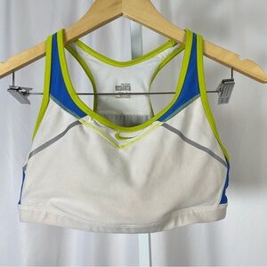 Nike Medium Neon Green Blue Fitness Breathable Sports Bra Running Workout Gym